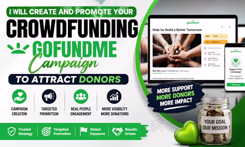 Cover image for do crowdfunding promotion GoFundMe Kickstarter Indiegogo 