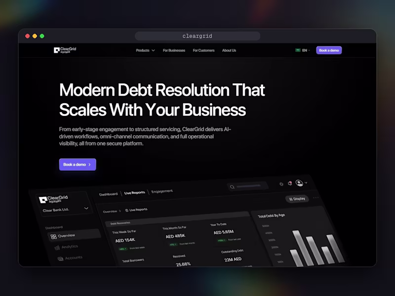 Cover image for ClearGrid: debt-resolution site, brief to live in 18 days