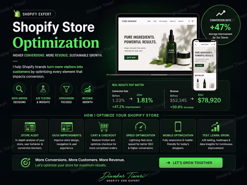 Cover image for You will get Shopify store Conversion Rate Optimisation Audit