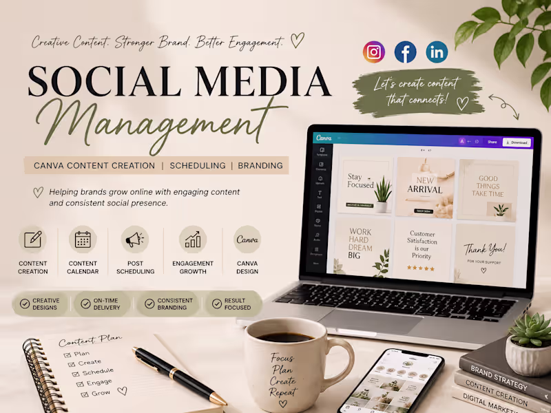 Cover image for Social Media Management & Canva Content Creation