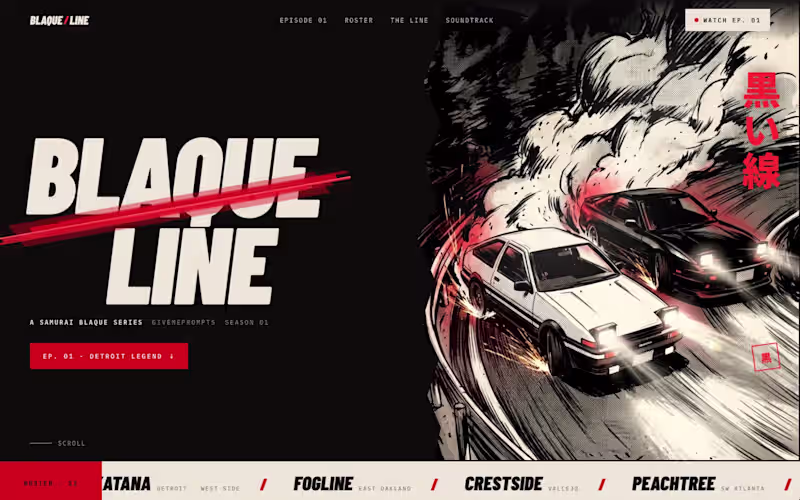 Cover image for BLAQUE LINE: Anime Series Site Built in Framer