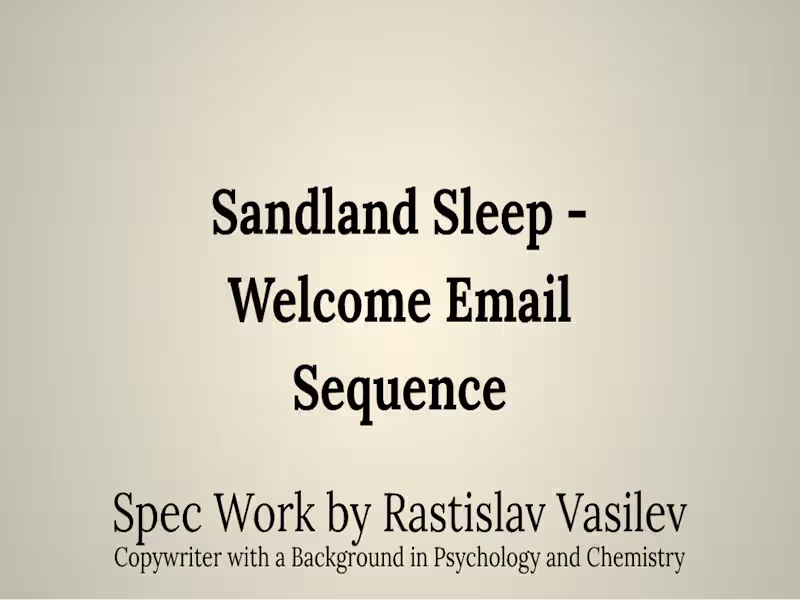 Cover image for Sandland Sleep - Welcome Email