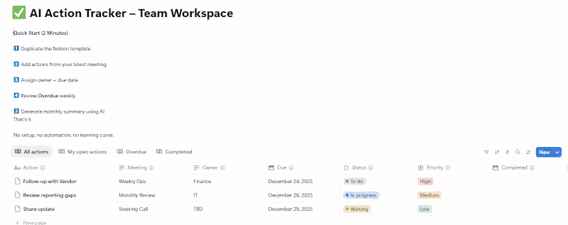 Cover image for Title Action Tracking & Follow-up Workflow for Teams Descrip...