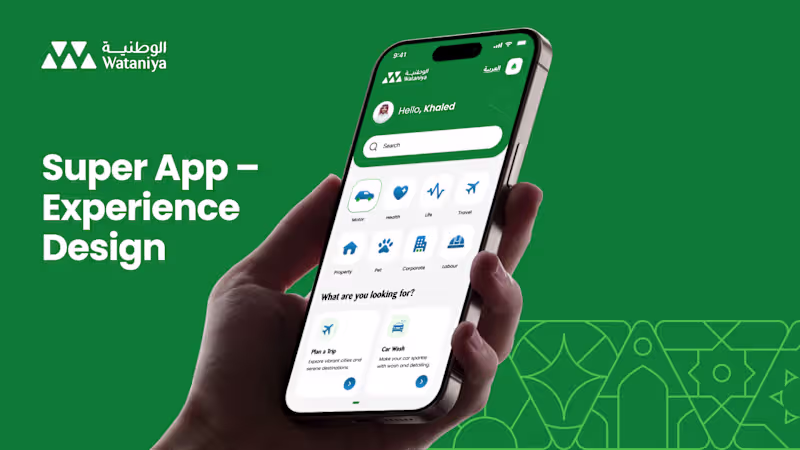 Cover image for Wataniya — Insurance Super App, Saudi Arabia (Vision 2030)