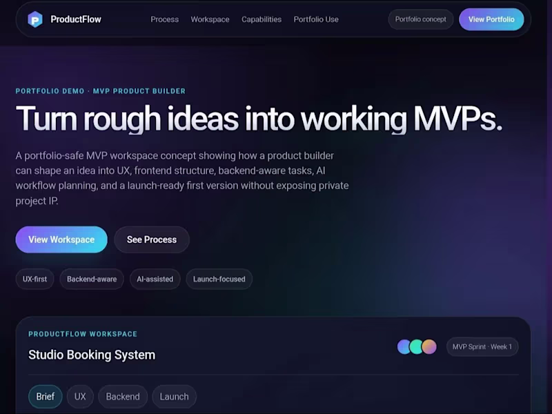 Cover image for ProductFlow — MVP Builder Portfolio Demo