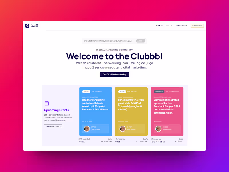 Cover image for Clubbb (Framer Website Design & Development)