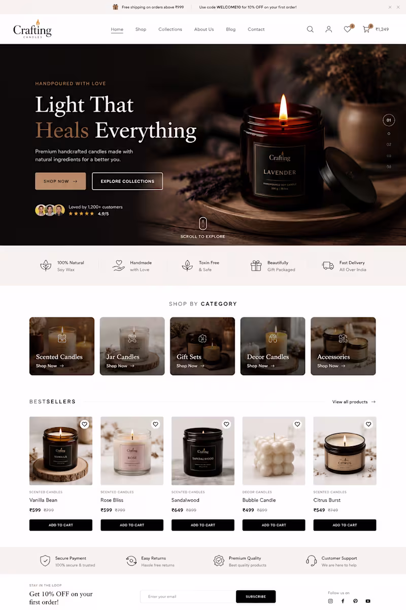 Cover image for Crafting candles ecommerce