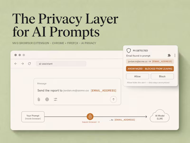 Cover image for In-Browser PII Anonymization for AI Prompts