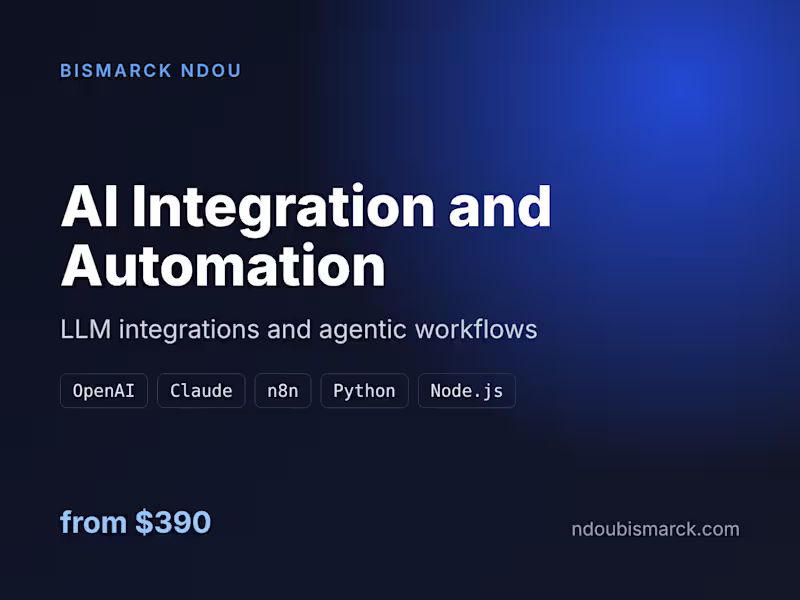 Cover image for AI Integration and Automation (LLMs and AI Agents)