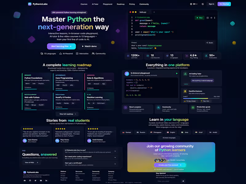 Cover image for PythonicLabs: AI-Powered Python Learning Platform
