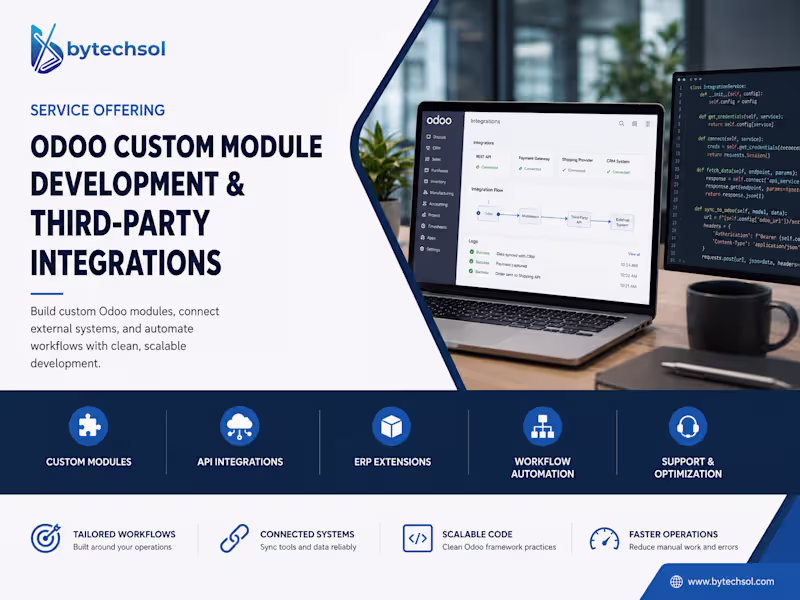 Cover image for Odoo Custom Module Development & Third Party Integrations