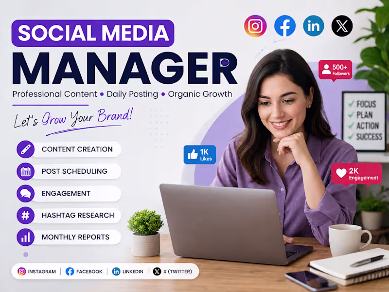 Cover image for Social media manager for brands