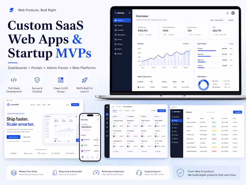 Cover image for I Will Build a Custom SaaS Web App or Startup MVP