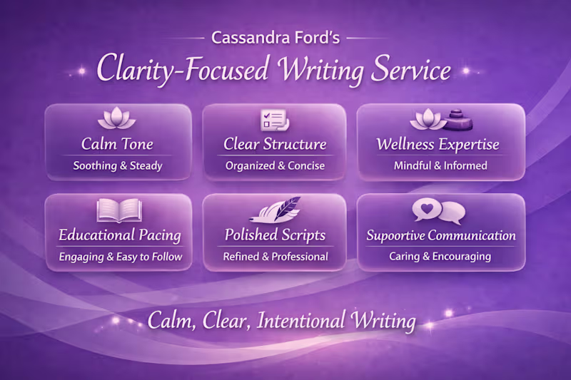 Cover image for Clarity‑Focused Wellness & Educational Scriptwriting