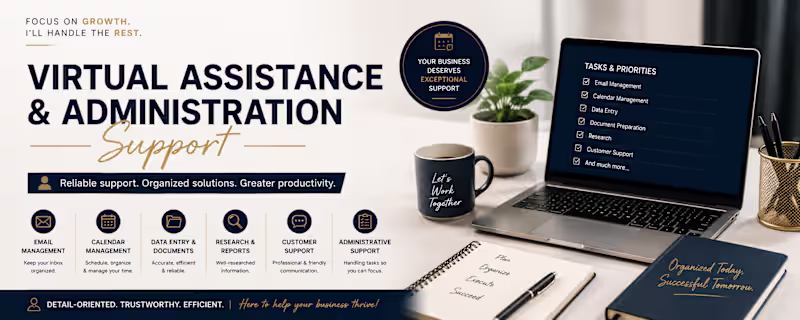 Cover image for Virtual Assistance & Administration Support