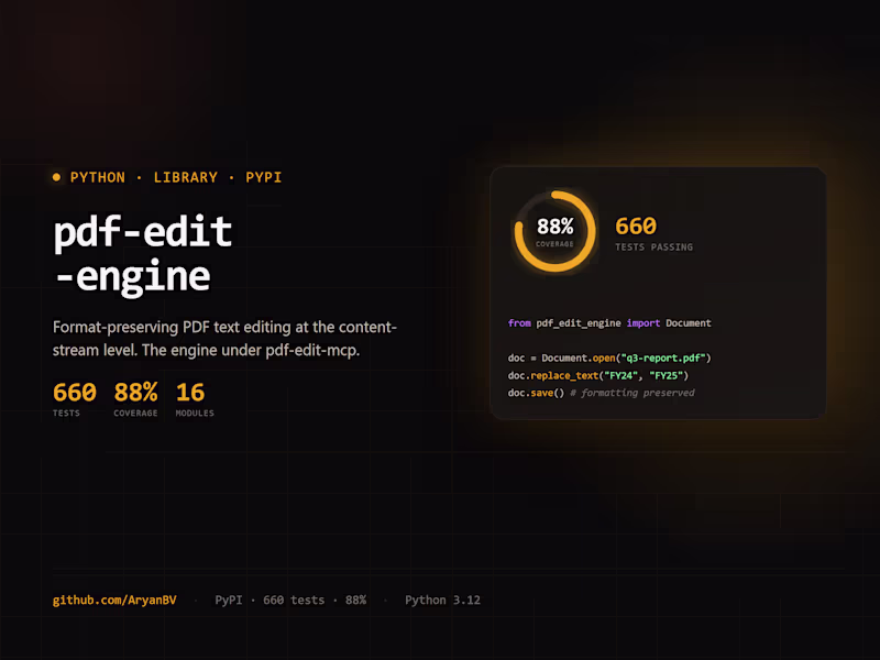 Cover image for Shipped pdf-edit-engine. Python library for