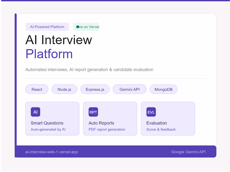 Cover image for AI interview platform built with