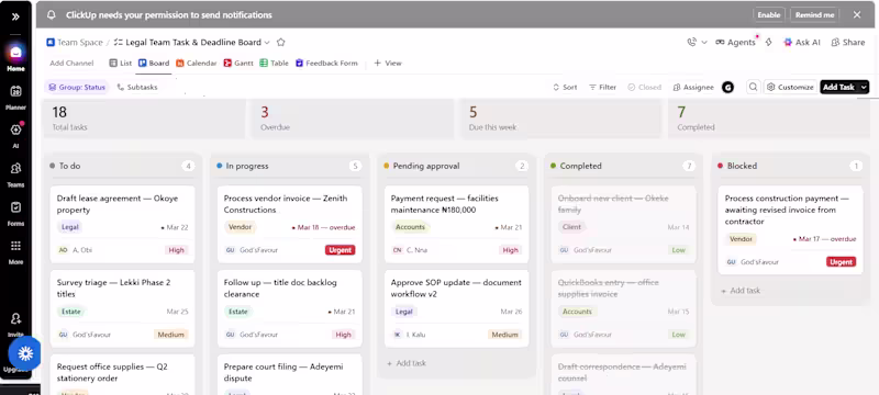 Cover image for ClickUp board I used to
