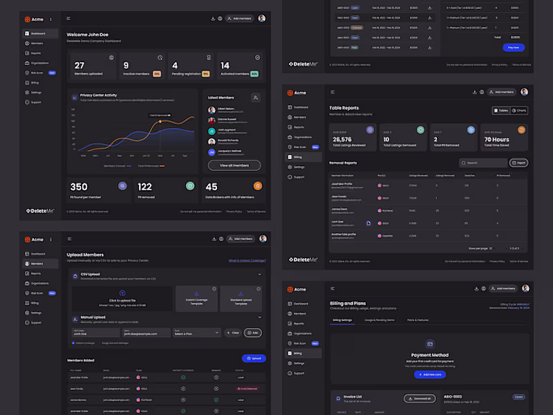 Cover image for Dark Mode B2B Dashboard for Privacy Protection Services