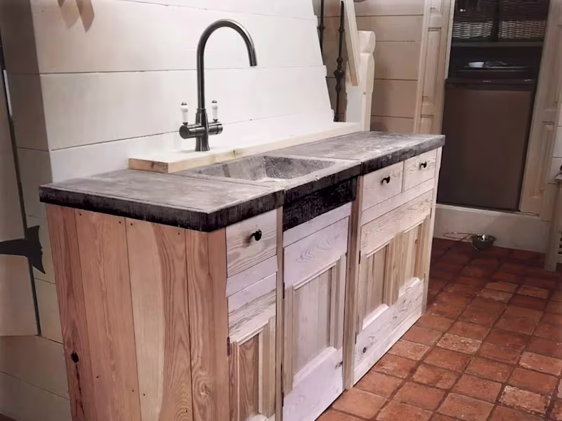 Cover image for This rustic kitchen sink cabinet