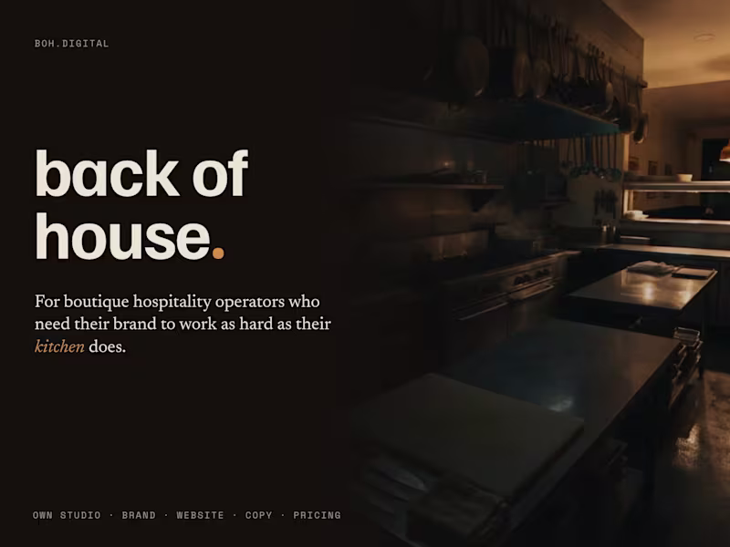 Cover image for back of house. (boh.digital): my