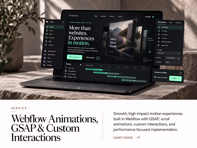 Cover image for Webflow Animations, GSAP & Custom Interactions