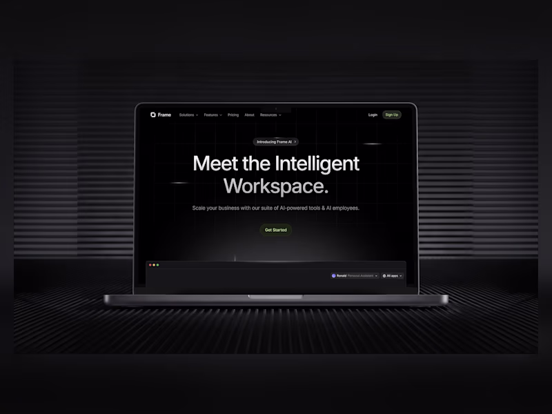 Cover image for Frame — Webflow site, motion & live AI demos for a SaaS