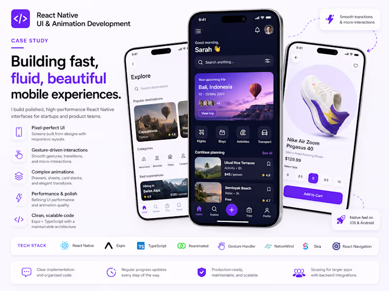 Cover image for React Native Mobile UI & Animation Development