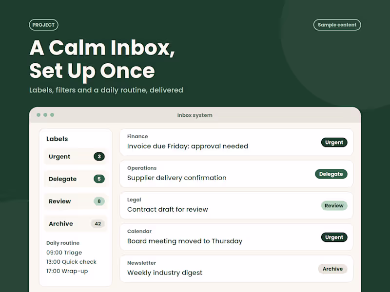 Cover image for  Inbox Cleanup and Management System Setup