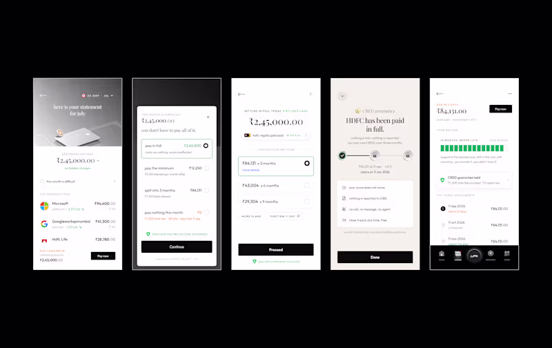 Cover image for Fintech App Design: Credit Card Bill EMI Flow | CRED Concept