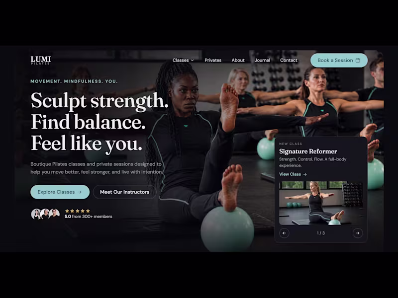 Cover image for LUMI Pilates

A cinematic, dark-mode landing