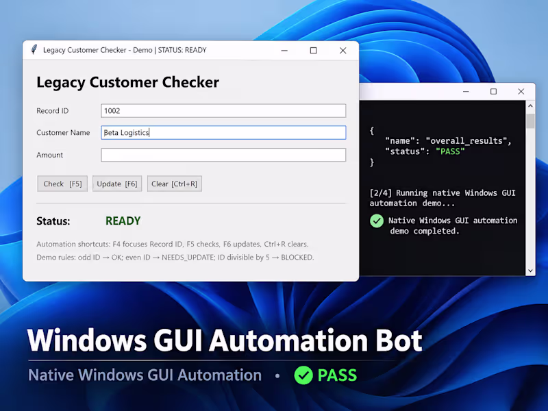 Cover image for Windows & Python Automation — RPA, CSV, Desktop EXE