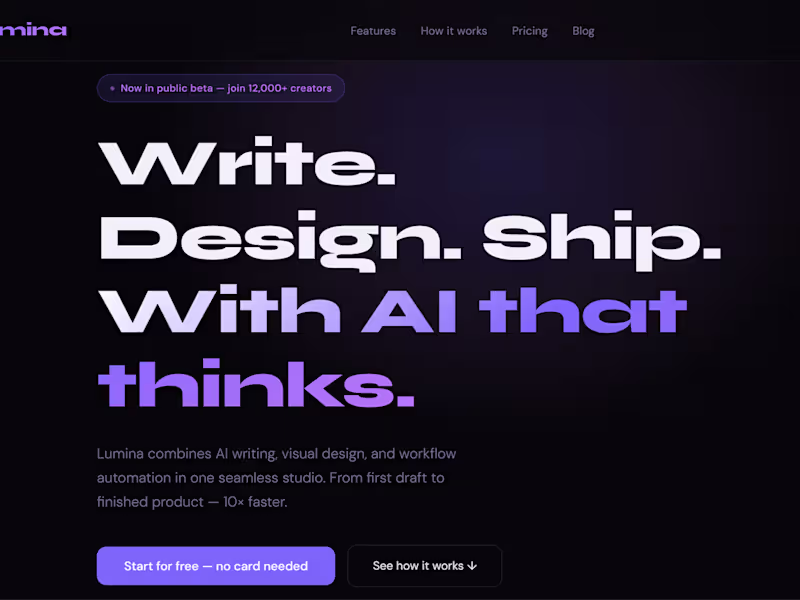 Cover image for Lumina is a landing page