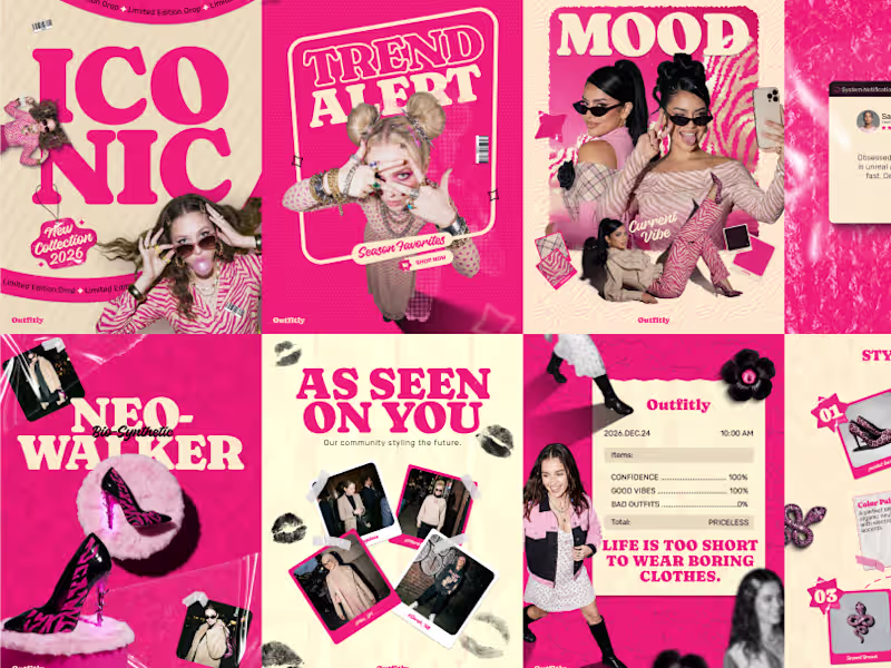 Cover image for PINK NOISE: Brutalist Social Media Kit (Canva + Figma)