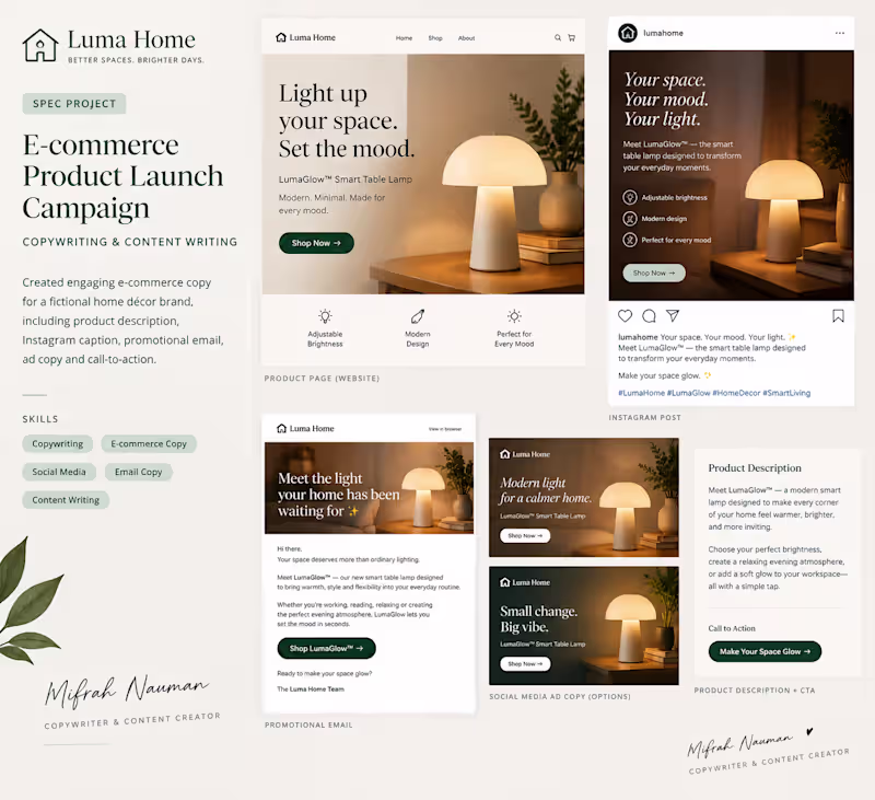 Cover image for 🛍️ E-commerce Product Launch
Luma Home