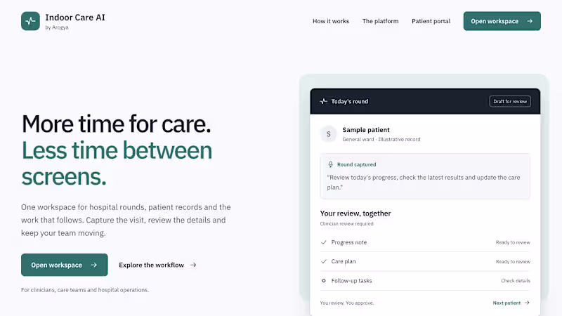 Cover image for Arogya | AI-Assisted Inpatient Care Platform
