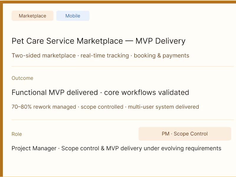 Cover image for Pet Care Service Marketplace -