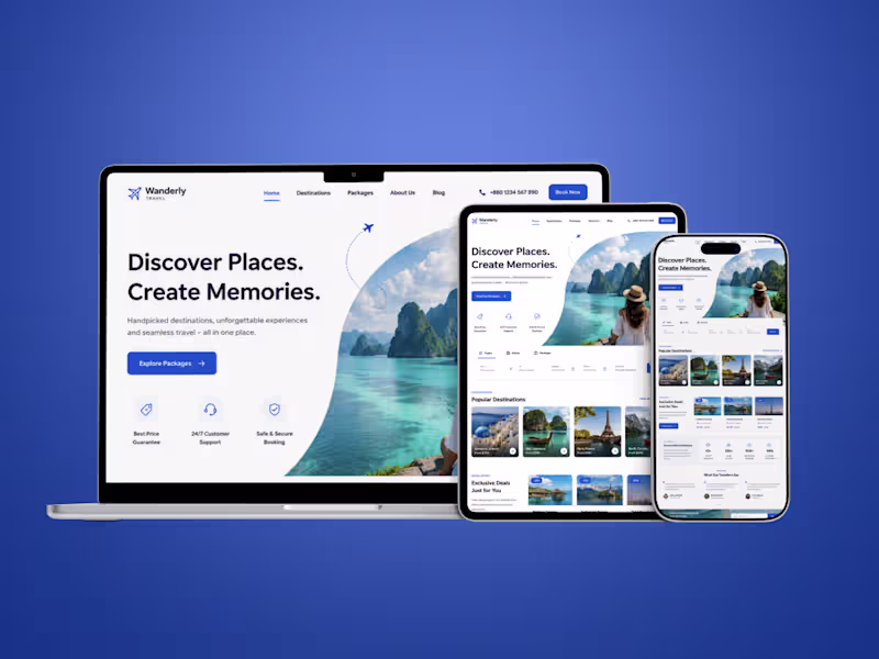 Cover image for Wanderly Travel- Full Website Design & Development