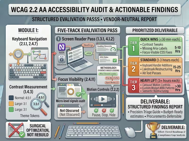 Cover image for WCAG 2.2 AA Accessibility Audit — Tiered Findings Report