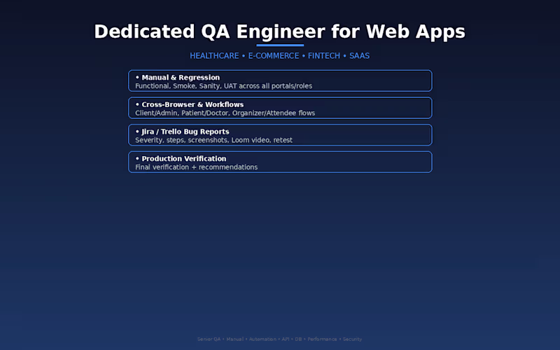 Cover image for  Main Service - For any Web App (Healthcare, SaaS, E-commerce)