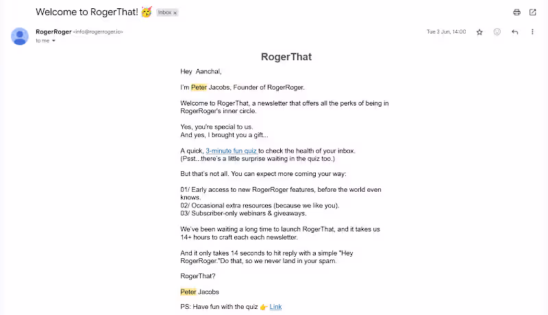 Cover image for RogerRoger Newsletter and Email Funnel Project