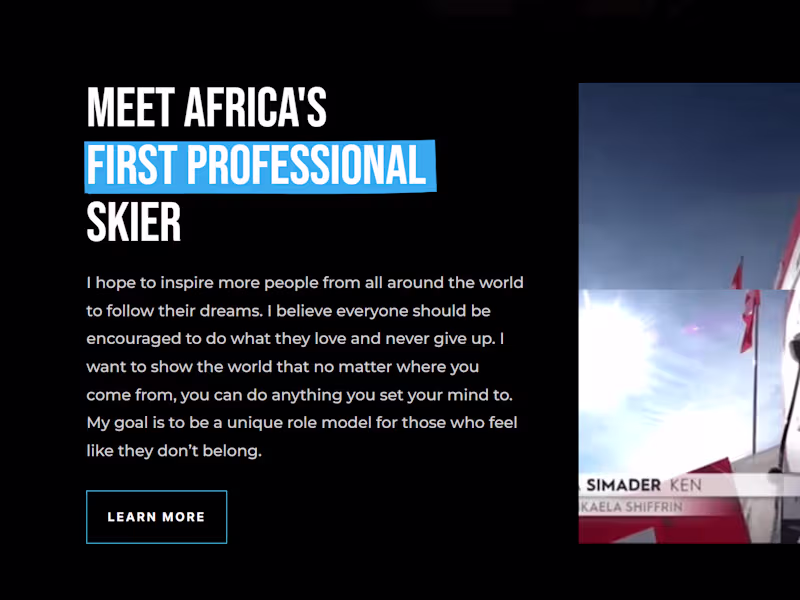 Cover image for Personal Website to Showcase Africa's Trailblazing Skier