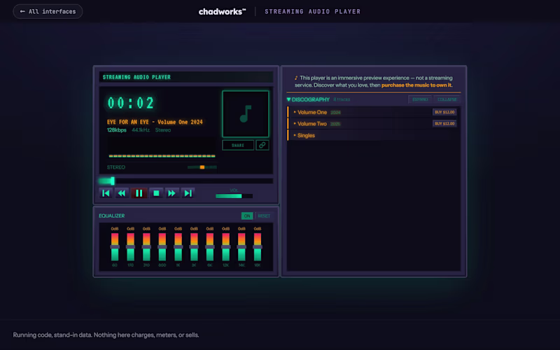 Cover image for Custom coded, WINAMP-inspired web audio