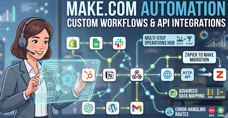 Cover image for Complex custom business automation workflows using Make.com