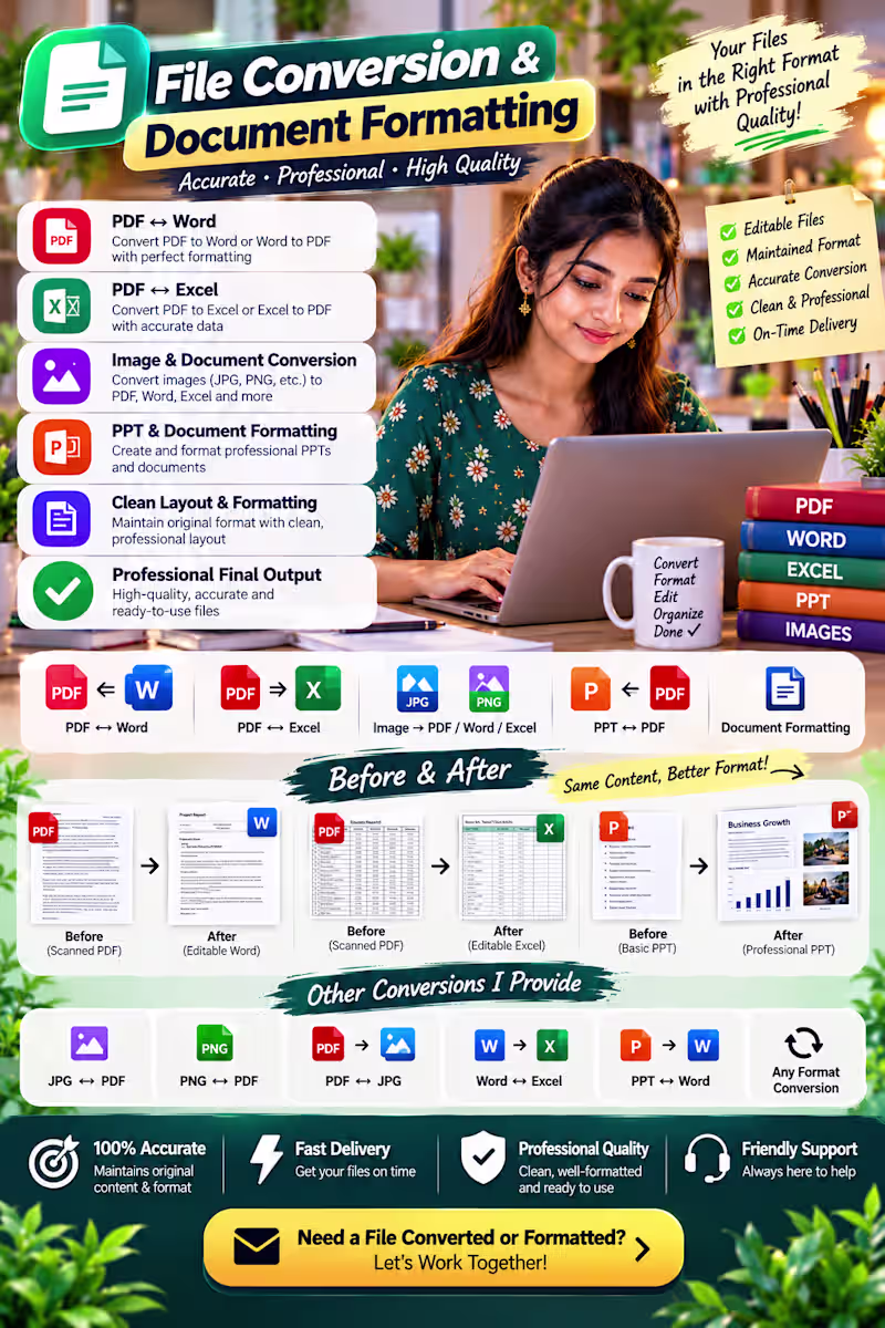 Cover image for File Conversion & Document Formatting