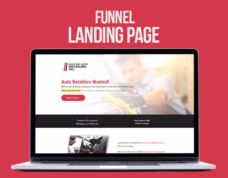 Cover image for Funnel Landing Page for Detailing Company