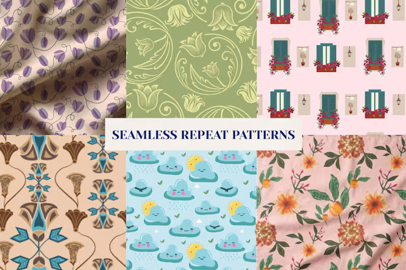 Cover image for Seamless Repeat Pattern Design for Fabric, Apparel & Home Décor