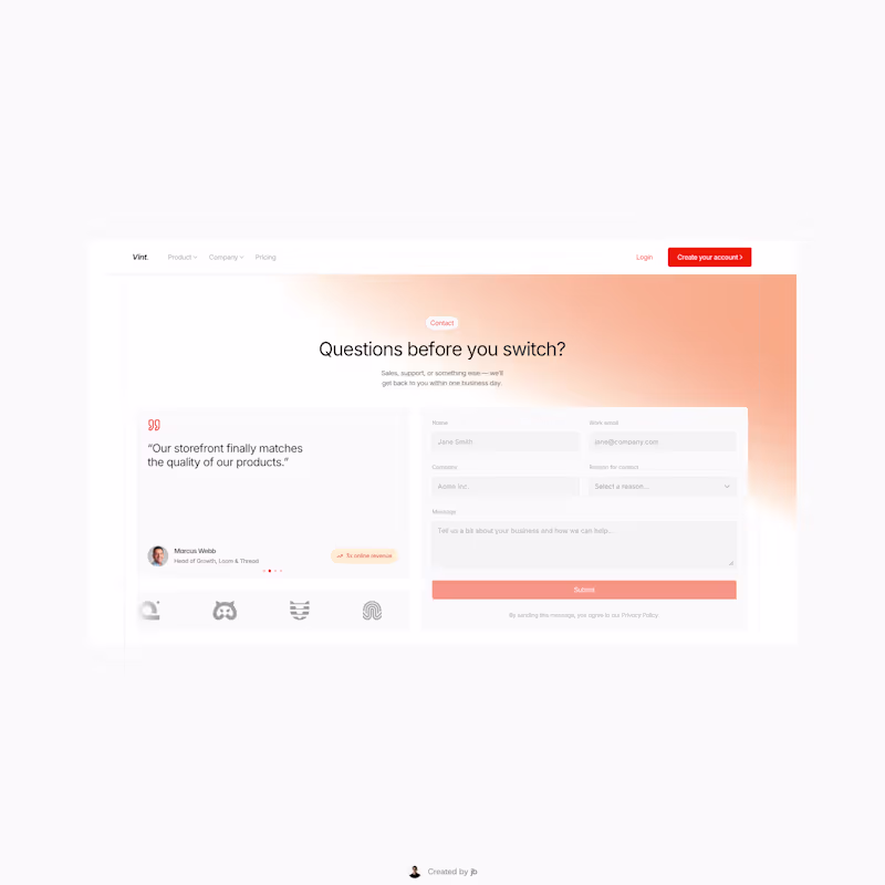 Cover image for Contact form from Vint.