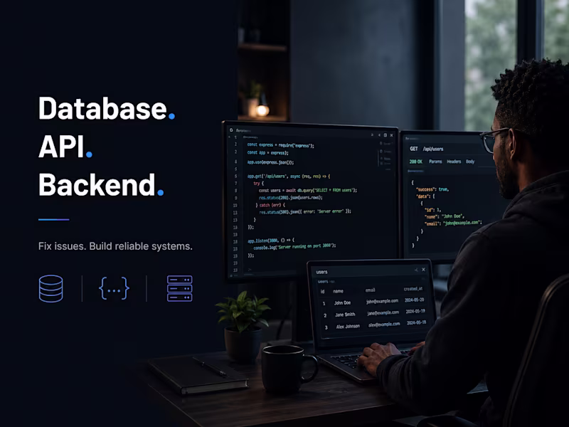 Cover image for fix database errors,API issues and backend problem web