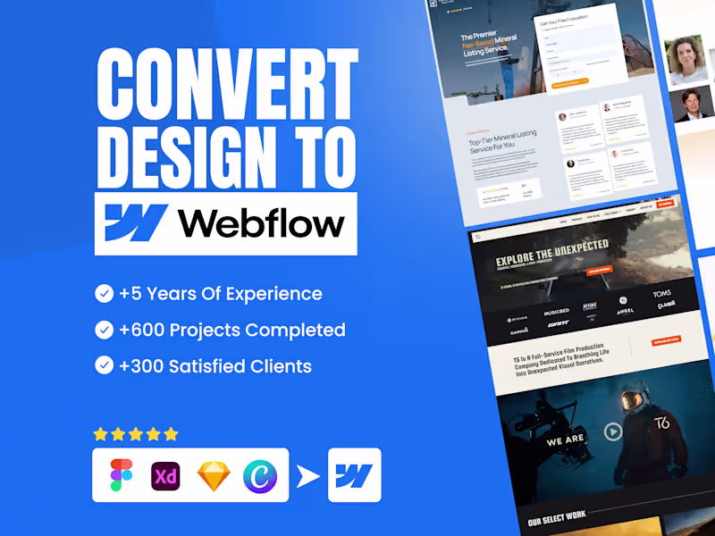 Cover image for i will convert figma to webflow and develop webflow website 